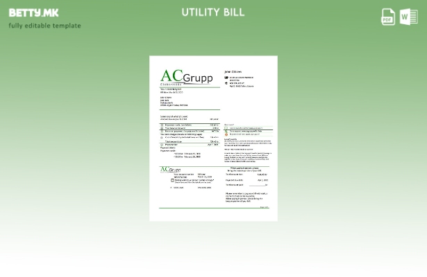 Модерен стил Естонија AC Grupp OÜ шаблон за сметки за електрична енергија за ком